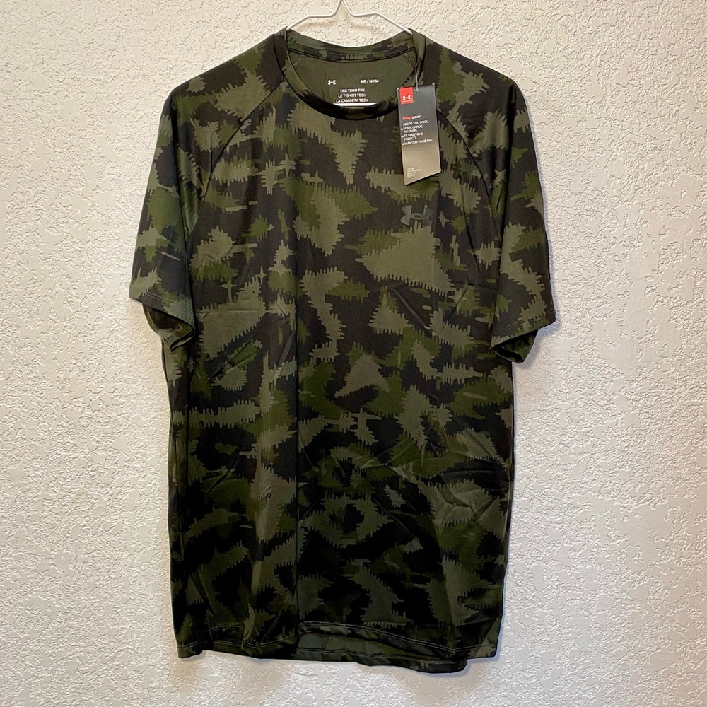 Under Armour T-Shirt Men’s M Loose Fit UA Tech 2.0 Green Camo Training Tee Shirt
